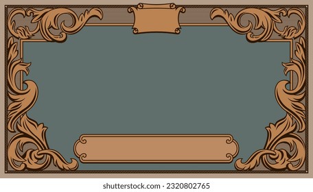 Ornamental vector frame in baroque style. Elegant frame with decorative elements and subtle vintage shapes
