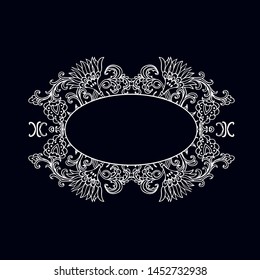 Ornamental  vector frame composition on dark background