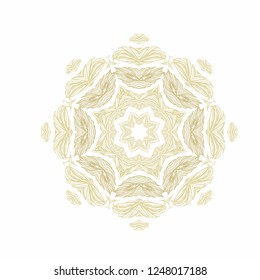 Ornamental vector golden  rosette, mandala on white background