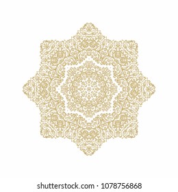 Ornamental vector golden vintage rosette - mandala, isolated on white background
