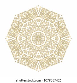 Ornamental vector golden vintage rosette - mandala, isolated on white background