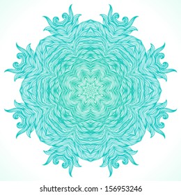 Ornamental vector illustration of a snowflake on white background. Mandala design for winter holiday card, seasonal greetings, Christmas home decor, boxing day sale ad, new year party invitation