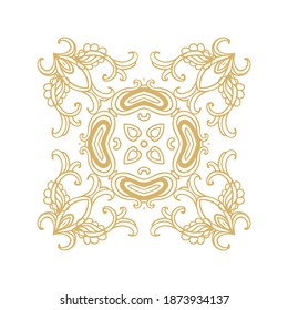 Ornamental vector laced composition, golden vignette on white background