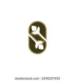 ornamental vector logo of letter s with negative space of classic flower