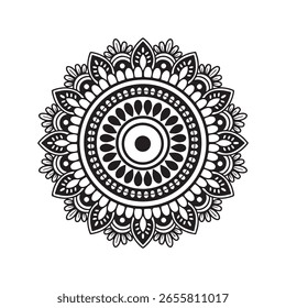 Diseño de mandala de Vector ornamental en blanco y negro.