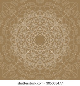 Ornamental vector mandala on the beige background