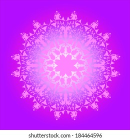 Ornamental vector mandala on black background, hand-drawn illustration.