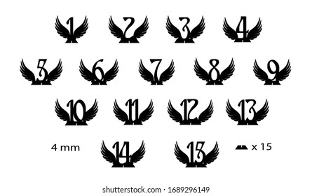 Ornamental Vector Numbers For Guests Tables For Laser Cutting. Wood/ Plastic With Figures