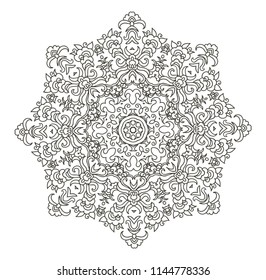 Ornamental vector rosette- mandala on white backoground