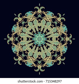 Ornamental vector rosette - mandala on dark background