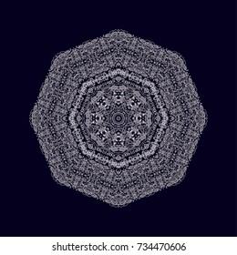 Ornamental vector rosette - mandala on dark background