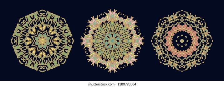 Ornamental vector rosette, mandala, snowflake
