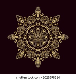 Ornamental vector rosette on dark background
