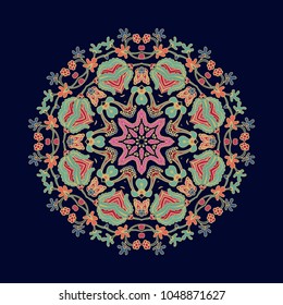 Ornamental vector rosette on dark background