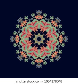 Ornamental vector rosette on dark background