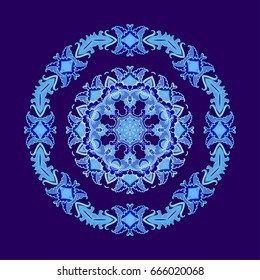 Ornamental vector rosette on dark blue background