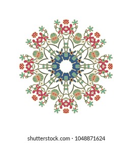 Ornamental vector rosette on white background