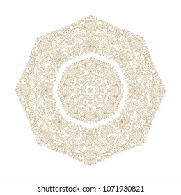 Ornamental vector rosette on white background