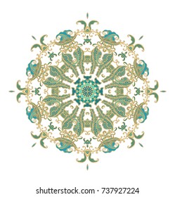 Ornamental vector rosette on white background