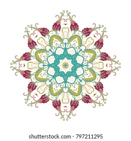 Ornamental vector rosette on white background