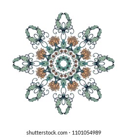 Ornamental vector rosette on whiyr background