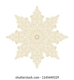 Ornamental vector rosette - snowflake on white background