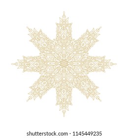 Ornamental vector rosette - snowflake on white background