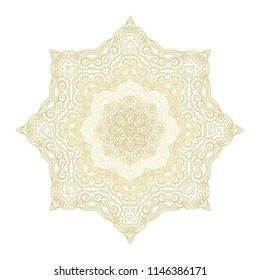 Ornamental vector rosette - snowflake on dark background