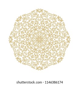 Ornamental vector rosette - snowflake on dark background