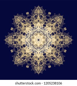 Ornamental vector rosette - snowflake on  dark background
