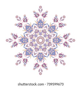 Ornamental vector rosette -snowflakes on white background
