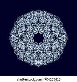 Ornamental vector rosettes - snowflakes on dark background