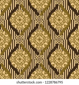Ornamental vector seamless pattern. Ethnic seamless wallpaper. Folk ornamental backdrop. Vector geometric illustration for wrapping paper, web, textile, fabric 