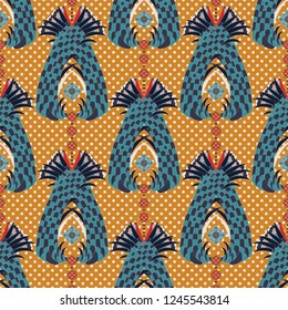 Ornamental vector seamless pattern. Ethnic seamless wallpaper. African ornamental backdrop. Vector geometric illustration for wrapping paper, web, textile, fabric 