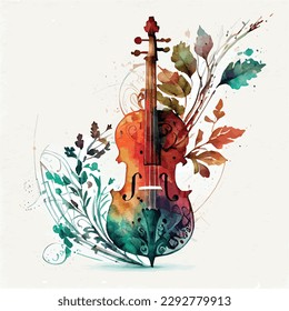 ZiervektorAquarell-Illustration von Violine