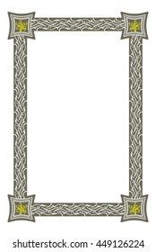 Ornamental vertical frame. Design element for advertisements, flyer, web, wedding and other invitations or greeting cards. Vector clip art.