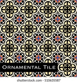 Ornamental Victorian Mosaic Floor Tile Seamless Pattern
