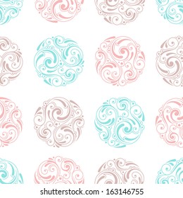 Ornamental vintage background with round elements. Seamless pattern for your design wallpapers, pattern fills, web page backgrounds, surface textures.