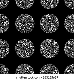 Ornamental vintage background with round elements. Seamless pattern for your design wallpapers, pattern fills, web page backgrounds, surface textures.