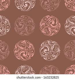 Ornamental vintage background with round elements. Seamless pattern for your design wallpapers, pattern fills, web page backgrounds, surface textures.