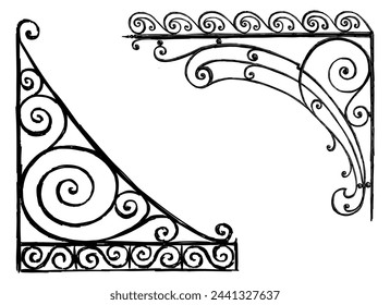Ornamental vintage corners for decoration, frame, card, retro style, vector hand drawn illustration isolated on white