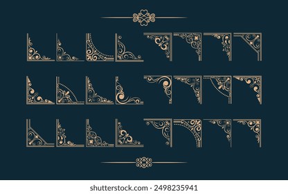 Ornamental Vintage Corners Vector Set Design. Different Types of Corners For Frames and Other Royal Design.