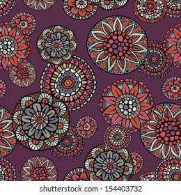 Ornamental vintage fantasy floral vector seamless pattern