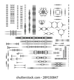  Ornamental vintage frames, vignettes, borders, dingbats, arrows for the birthday card, wedding invitations, book page decoration. Vector illustration. Isolated on the white background. 