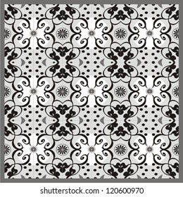 Ornamental vintage lace pattern , retro background with many details, looks like crochet handmade lace, abstract seamless tracery, texture for 3d (vector illustration).