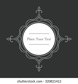 Ornamental, vintage style vector frame with white dots on chalkboard background. Circle design for invitations, greeting cards, fliers or announcements. Simple to edit.