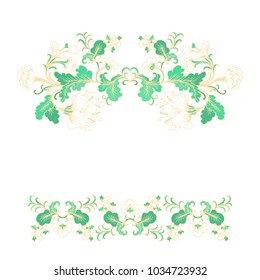 Ornamental vintage vector floral composition with white poppy flowers  on white background