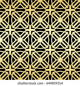 Ornamental wallpaper, vector luxury background. Vintage floral pattern on black with golden gradient.