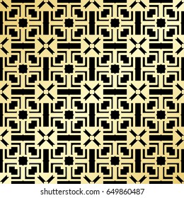 Ornamental wallpaper, vector luxury background. Vintage floral pattern on black with golden gradient.