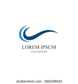 Ilustración de la plantilla del logotipo de la línea de onda ornamental